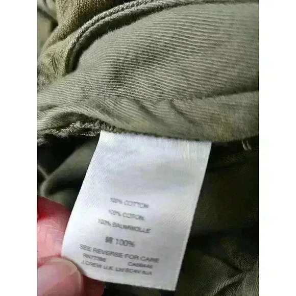 J Crew Slim Fit Stretch Cargo Olive Green 34x32 Button Pockets - Picture 8 of 11